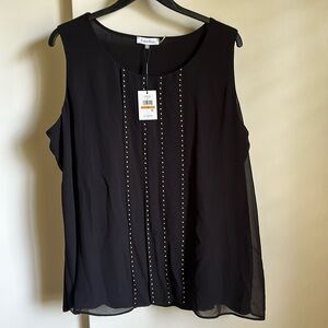 Calvin Klein Black studded chiffon tank top